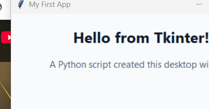 Your first Tkinter window Tkinter screenshot
