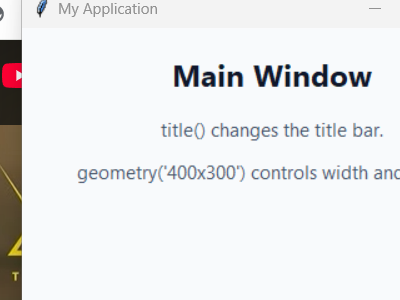 Main window settings Tkinter screenshot