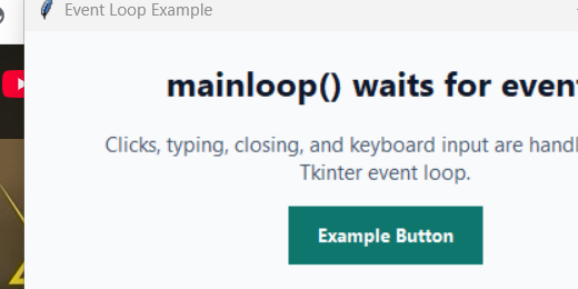 The event loop Tkinter screenshot