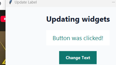 Updating a widget after a click Tkinter screenshot