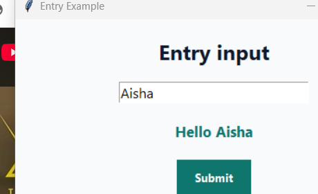 Entry input Tkinter screenshot