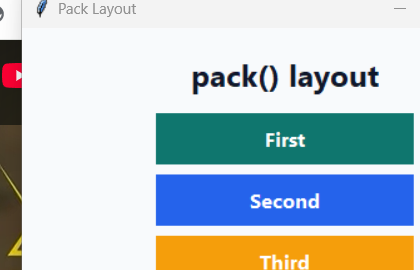pack() layout Tkinter screenshot