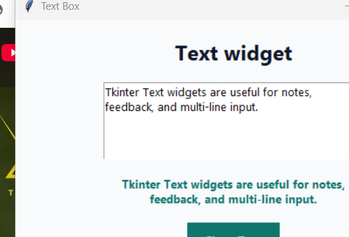 Text widget Tkinter screenshot