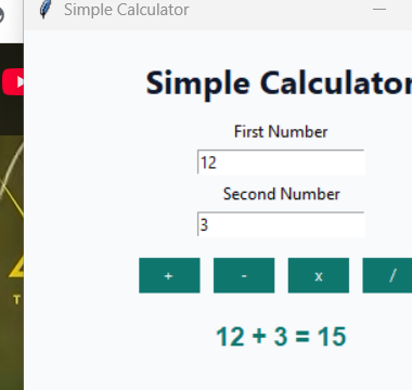 Mini project: calculator Tkinter screenshot